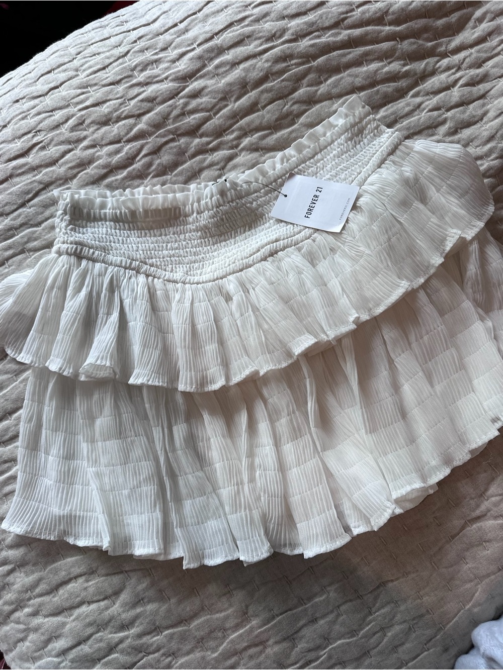 Forever 21 White Ruffled Tier Mini Skirt